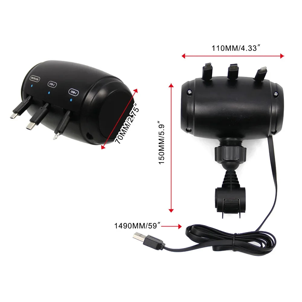 3-in-1 Car Headrest Charger – Retractable Lightning, Micro USB & USB-C Charging Station