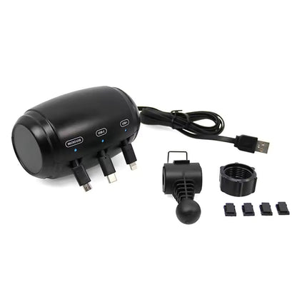 Car Headrest Charger Station 3-in-1 Retractable USB displaying its components