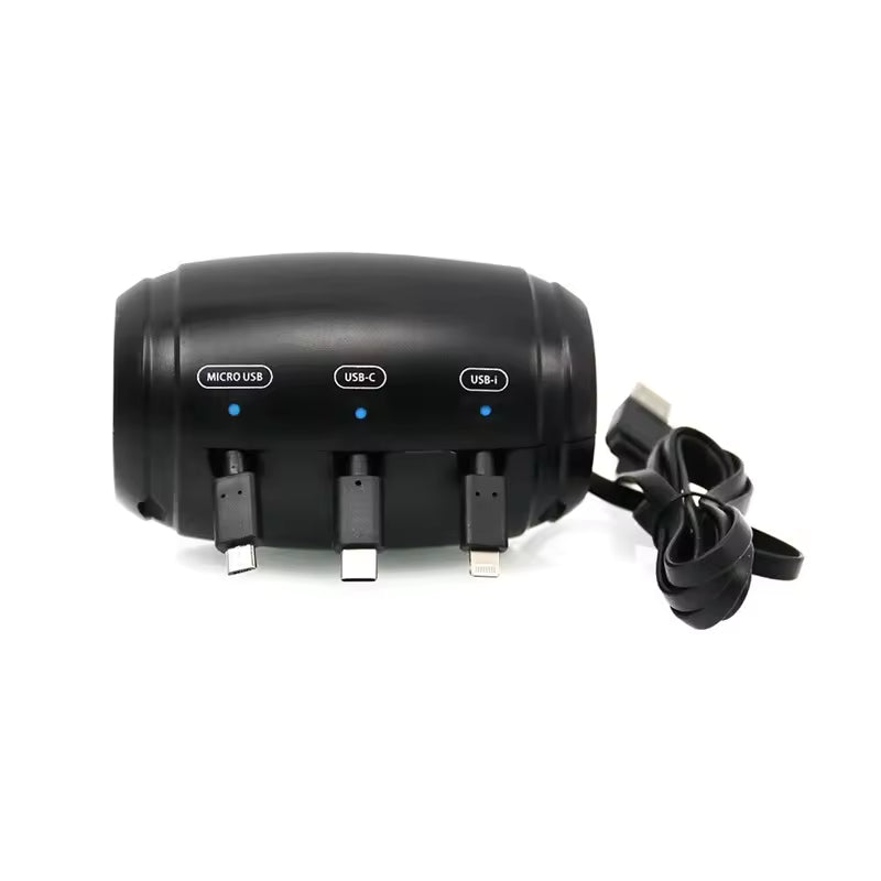 Black Car Headrest Charger Station 3-in-1 Retractable USB on a white background