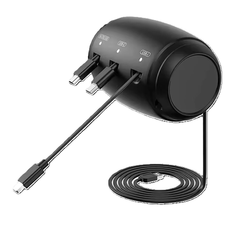 Car Headrest Charger Station 3-in-1 Retractable USB